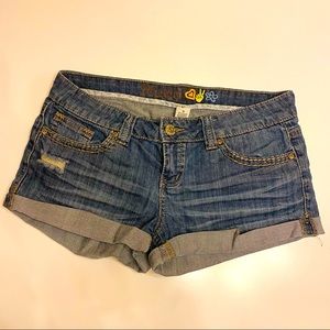 Cuffed distressed jean shorts